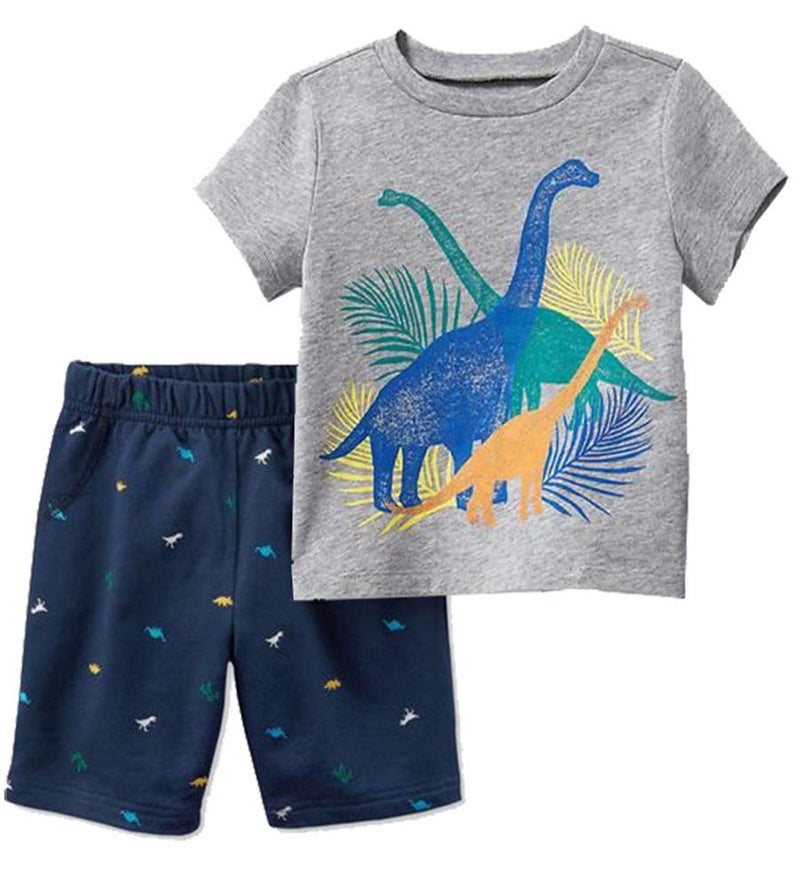 Bumeex Toddler Boys Clothes Dinosaur Short Sleeve Tee and Shorts Set 5t - Image 1